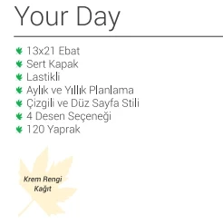 ÇINAR UNİ-NOTE YOUR DAY LASTİKLİ SPİRALLİ SERT KAPAK DEFTER 17x24 KARELİ 120 YAPRAK (55185) - 5