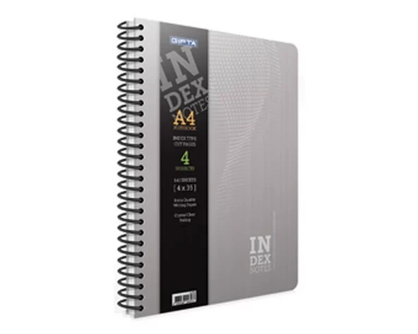GIPTA İNDEX SPİRALLİ SERT KAPAK DEFTER 19x26 ÇİZGİLİ 140 YAPRAK (4623)