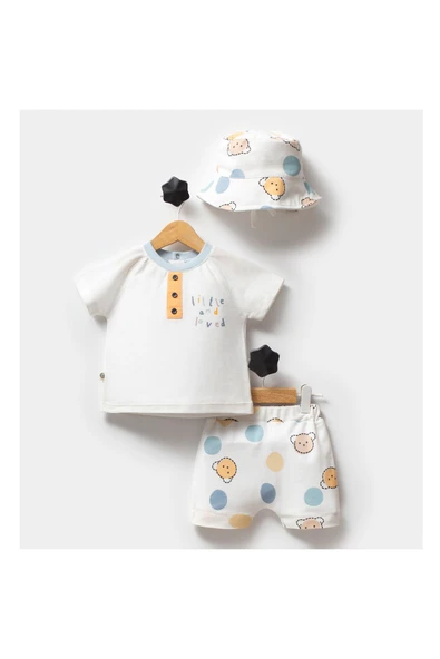 Hippıl Baby ERKEK BEBEK ŞAPKALI ŞORTLU YAZLIK TAKIM