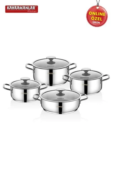 Kahramanlar Yağmur İndüksiyon Tabanlı 8 Parça Tencere Seti-9005