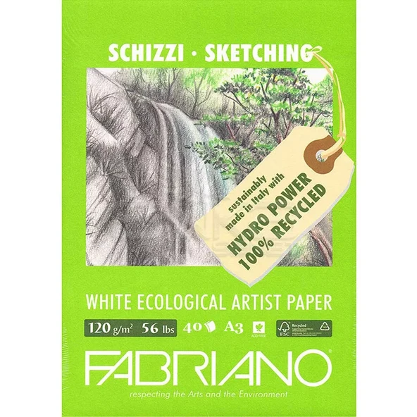 Fabriano Schizzi Sketching White Ecological Artist Paper Çizim Blok 120g A3 40 Yaprak - Resim 2