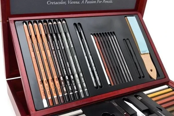 Cretacolor Selection Premium Çizim Seti Ahşap Kutu 53lü 40060 - Resim 3