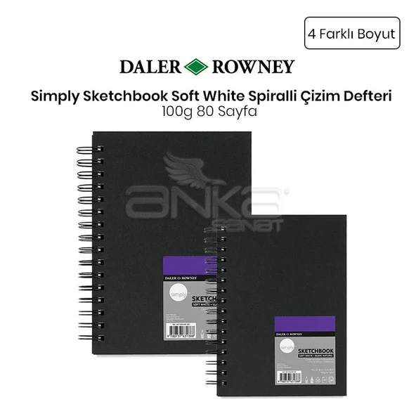 Daler Rowney Simply Sketchbook Soft White Spiralli Çizim Defteri 100g 80 Yaprak ürün görseli
