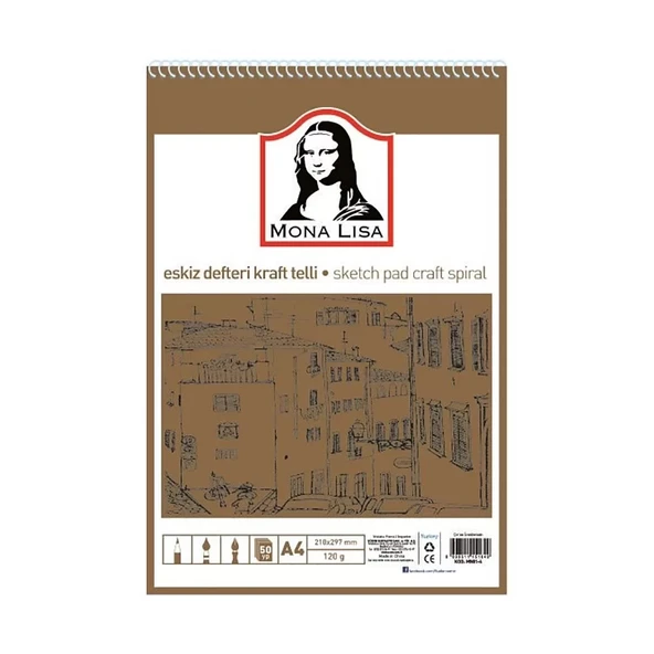 Südor Mona Lisa Eskiz Defteri Kraft Tel A4 Mn01-4