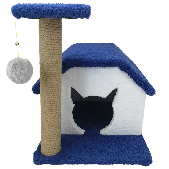 Kedi Oyun Evi Ve Tırmalama Tahtası Ponponlu Ve Zilli - 3