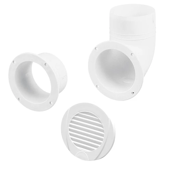 Ventilator Connector, Elbow, Ø102mm, White