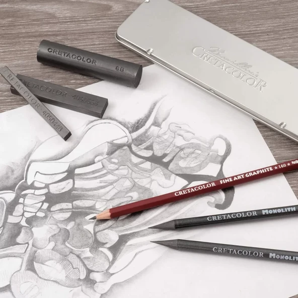 Cretacolor Graphite Eskiz Seti 9lu Metal Kutu 16029 - 3