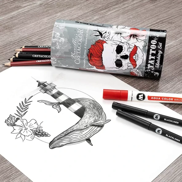 Cretacolor Tattoo Dövme Çizim Seti 14lü 40083 - Resim 4