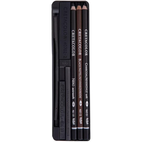 Cretacolor Chacoal Drawing Set Kömür Çizim Seti 8li Metal Kutu 46008 - 2
