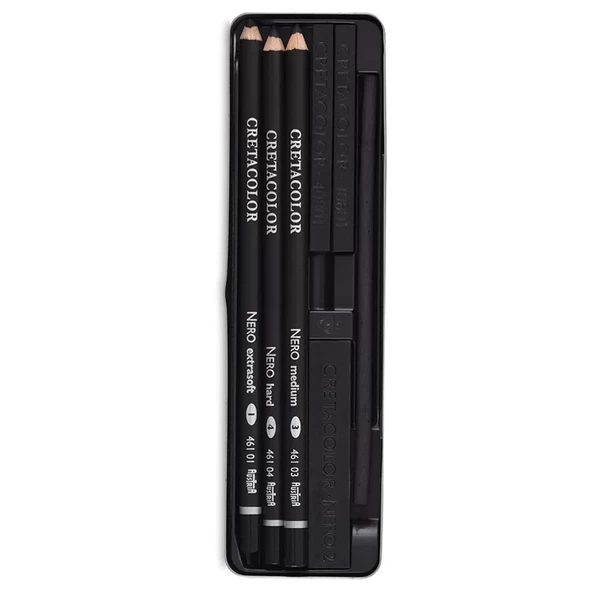 Cretacolor Nero Drawing Set Yağlı Kömür Çizim Seti 7li Metal Kutu 40008 - 2