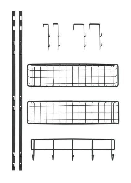 Saban Metal,Siyah Askılı Kapı Rafı –2 Sepetli + 5 Kancalı, Mutfak, Banyo ve Yatak Odası 39 x 75 x 10 cm - 7