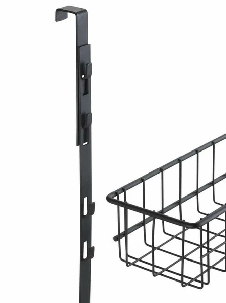 Saban Metal,Siyah Askılı Kapı Rafı –2 Sepetli + 5 Kancalı, Mutfak, Banyo ve Yatak Odası 39 x 75 x 10 cm - 6