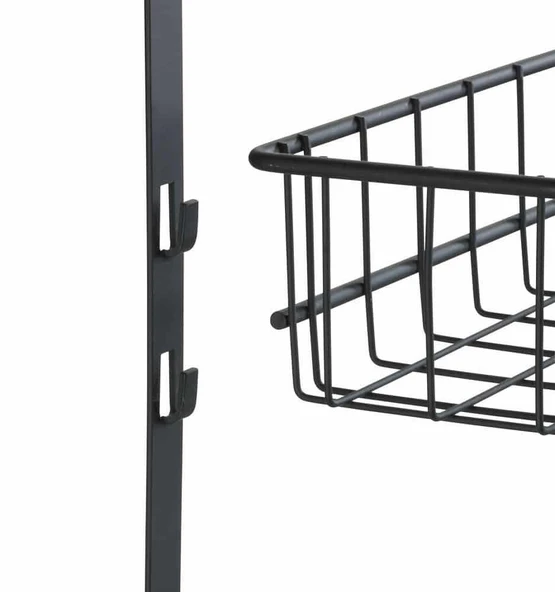Saban Metal,Siyah Askılı Kapı Rafı –2 Sepetli + 5 Kancalı, Mutfak, Banyo ve Yatak Odası 39 x 75 x 10 cm - 5