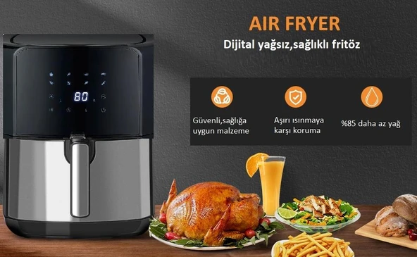 Dalle DL-AF558T1 Dijital 5.5 Lt Yağsız Fritöz 1700 Watt - XL AirFryer - 3