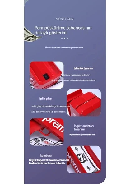 Dolar Euro Saçma Fışkırtma Makinesi Otomatik Para Tabancası Düğün Parti Eğlence Etkinlikler Seti - 8