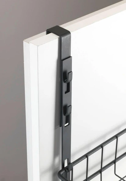 Saban Metal,Siyah Askılı Kapı Rafı –2 Sepetli + 5 Kancalı, Mutfak, Banyo ve Yatak Odası 39 x 75 x 10 cm - 4