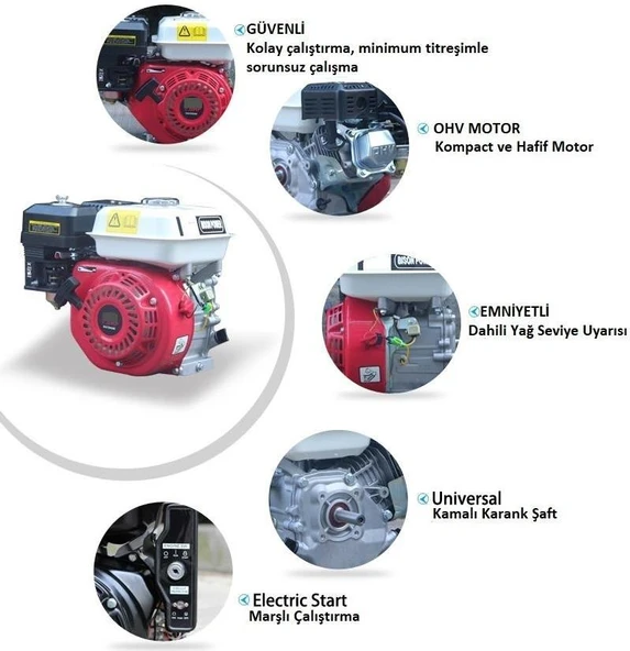Tomking TK168 E Marşlı Benzinli Motor Kamalı Krank 6,5 Hp - 4