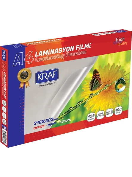Kraf Laminasyon Filmi Parlak A4 125Mic 100'lü (2124)