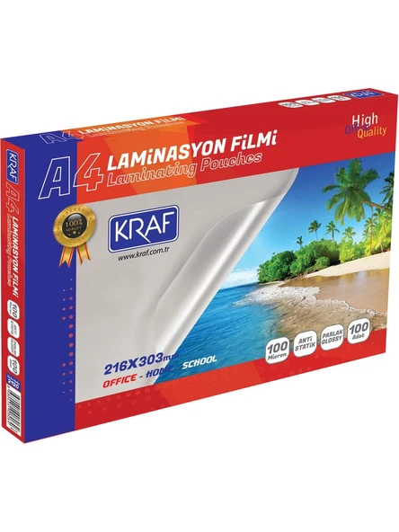 Kraf Laminasyon Filmi Parlak A4 100 Mic 100lü (2120)