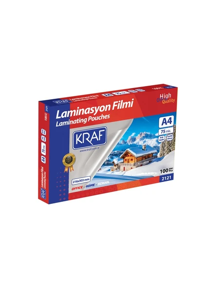 Kraf Laminasyon Filmi Parlak A4 75 Mic 100'lü (2121)
