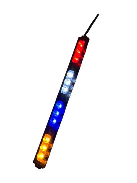 Polis Çakar IP65 2835SMD Kırmızı Mavi Sarı Beyaz Flaş Strobe Işıklar Aydınlatma oto araba motor 200LM LED DC 12V 12W 12 Göz Led 4 renk 203x19MM