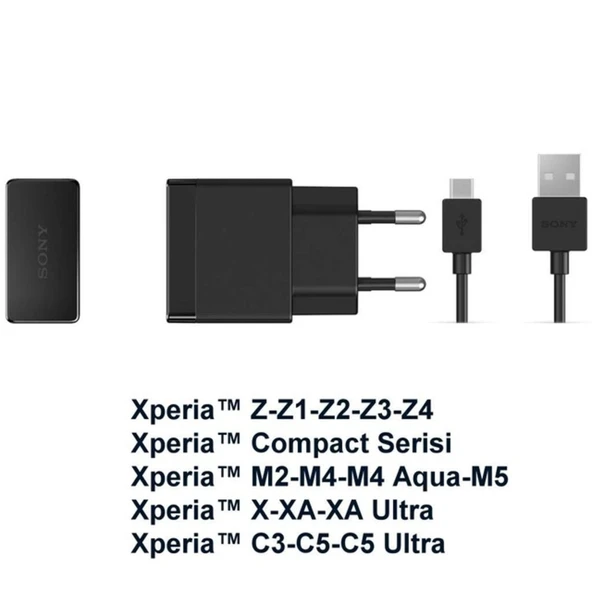 Sony Xperia Şarj Cihazı Aleti Ve Kablosu Z Z1 Z2 Z3 Z4 Z5 M5 E5 X ürün görseli