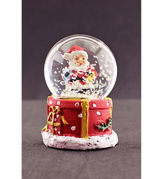 Noel Baba Mini Boy Işıklı Kar Küresi 6,5 cm Dekoratif Kabartmalı Noel Baba Yılbaşı Hediye Temalı