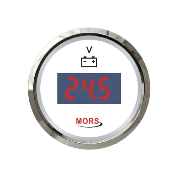 Mors Dijital Voltmetre 12-24 Volt Beyaz