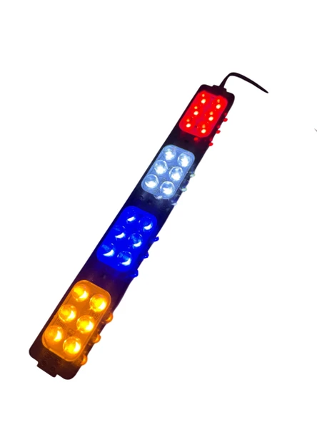 Polis Çakar IP65 2835SMD Kırmızı Mavi Sarı Beyaz Flaş Strobe Işıklar Aydınlatma oto araba motor 200LM LED DC 12V 24W 24 Göz Led 4 renk 203x26MM