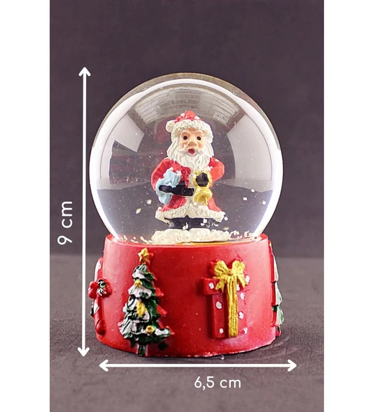 2025 Yeni Yıl Noel Baba Tasarımlı 9 cm Orta Boy Işıklı Kar Küresi Sevgiliye Yeni Yıl Hediyesi