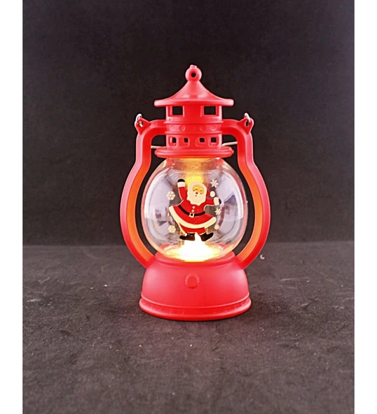2025 Yeni Yıl Hediyesi Noel Baba Temalı Led Mumlu Dekoratif Pilli Yılbaşı Kandili Kırmızı ürün görseli 1