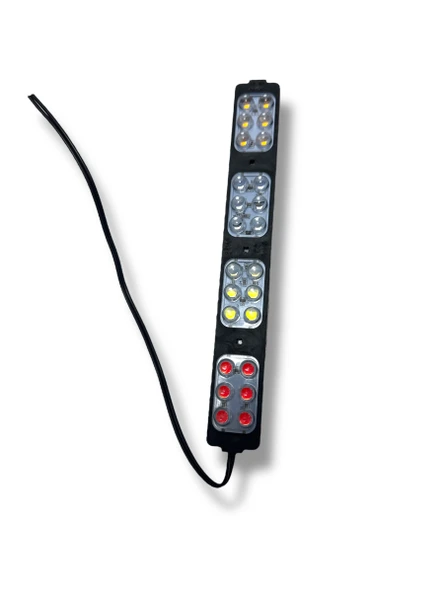 Polis Çakar IP65 2835SMD Kırmızı Mavi Sarı Beyaz Flaş Strobe Işıklar Aydınlatma oto araba motor 200LM LED DC 12V 24W 24 Göz Led 4 renk 203x26MM - 4