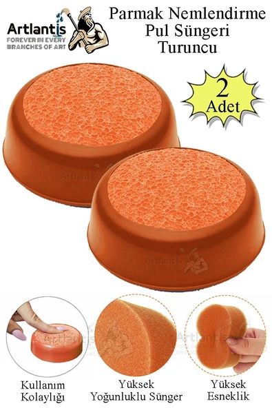 Parmak Nemlendirme Süngeri Turuncu 2 Adet Renkli Masaüstü Pul Süngeri Para Sayma Süngeri Poşet Kağıt Ayırma Süngeri Büro