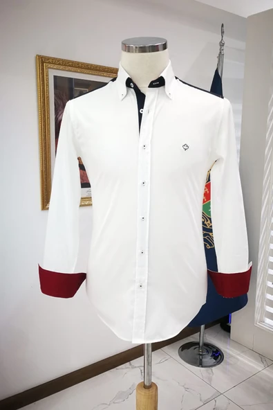 Paul Martin Omuz Yaka Ve Kol Garnili Slimfit Pamuklu Yaka Düğmeli Gömlek ürün görseli