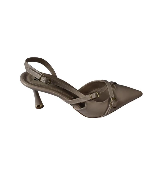 YAZKIŞ Kadın Siyah Ten Bordo Rugan Üstü Kemer Geçkili Sivri Burun 8cm İnce Topuk Stiletto Ayakkabı - Resim 8