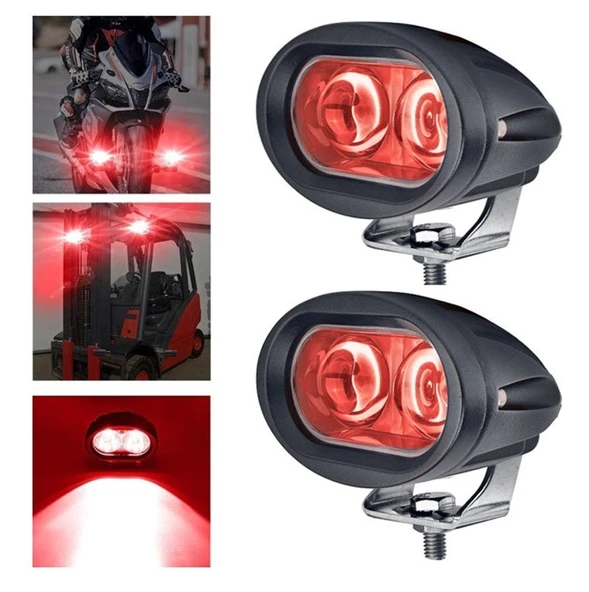Motosiklet Forklift Atv Uyarı İz Lambası Mercekli Kırmızı Işık 12-80 Volt 2 Adet ürün görseli
