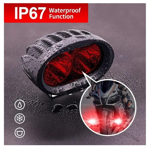 Motosiklet Forklift Atv Uyarı İz Lambası Mercekli Kırmızı Işık 12-80 Volt 2 Adet - Resim 4