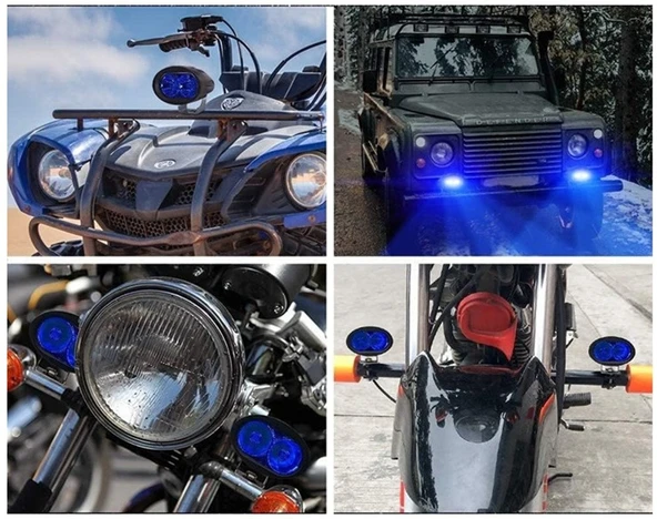 Motosiklet Forklift Atv Uyarı İz Lambası Mercekli Mavi Işık 12-80 Volt 2 Adet - Resim 3