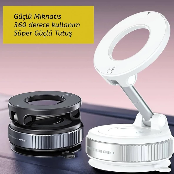 X68 360° Dönebilen Vakum Emiş Manyetik Braket-Beyaz - 2