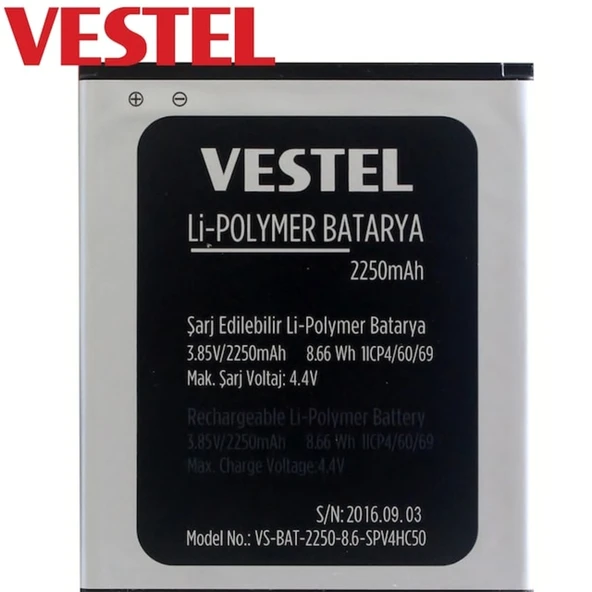 Vestel Venüs V3 5010 Pil Batarya 2250 Mah İthal ürün görseli