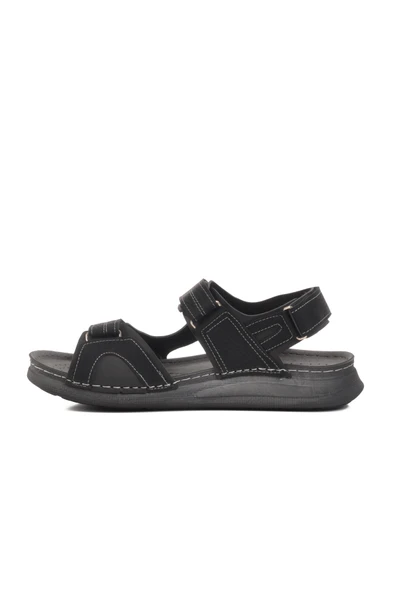 Aspor Siyah Anatomik Cırtlı Erkek Sandalet - Resim 2