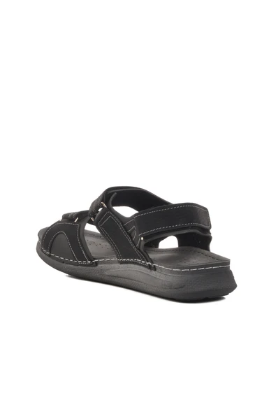Aspor Siyah Anatomik Cırtlı Erkek Sandalet - Resim 4