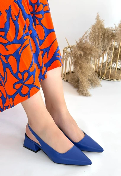 Pabucmarketi Mavi Kadın Topuklu Ayakkabı - Resim 2