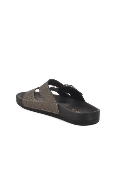 Aspor Platin Çift Bantlı Kadın Düz Terlik - 4