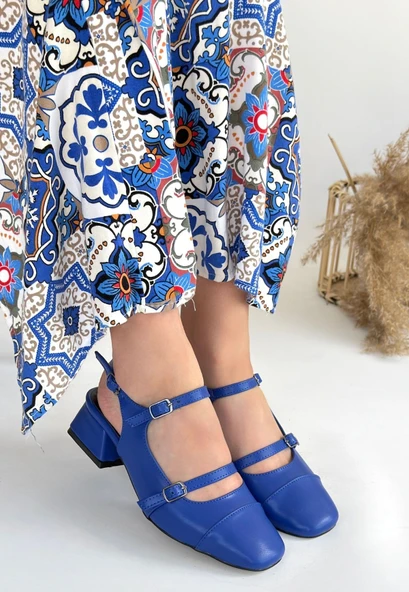 Pabucmarketi Mavi Kadın Topuklu Ayakkabı - Resim 2