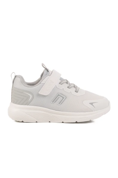 Aspor Beyaz Gri Cırtlı Unisex Çocuk Spor Ayakkabı
