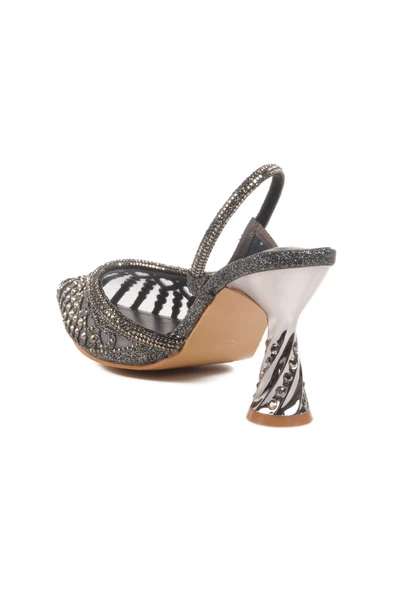 Guja Gri Taş İşlemeli Kadın Abiye Ayakkabı - 4