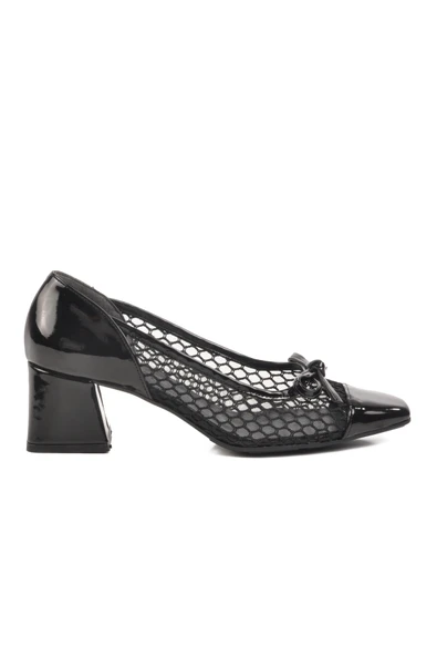 Aspor Siyah Rugan Kadın Klasik Topuklu Ayakkabı