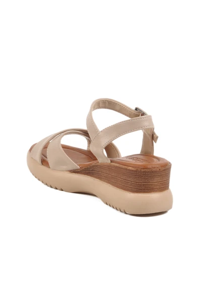 Aspor Bej Kadın Dolgu Topuk Sandalet - 4