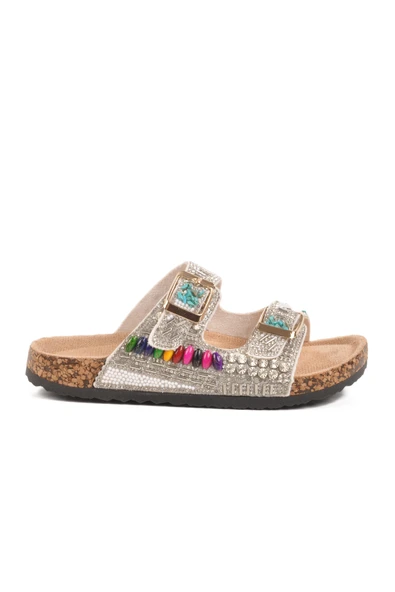 Guja Beyaz Taş İşlemeli Kız Çocuk Düz Terlik